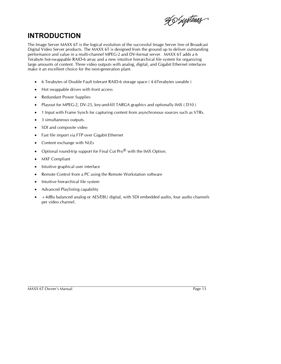 Introduction | 360 Systems MAXX-6T User Manual | Page 13 / 142
