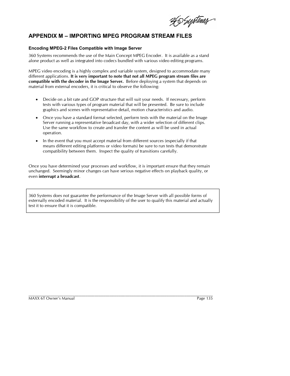 Appendix m – importing mpeg program stream files | 360 Systems MAXX-6T User Manual | Page 135 / 142
