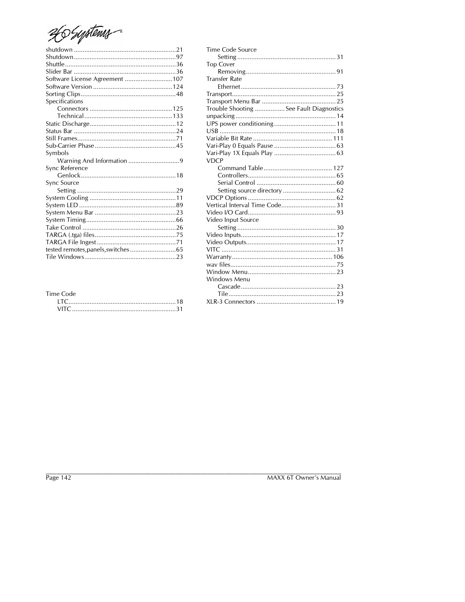 360 Systems MAXX-6T User Manual | Page 142 / 142