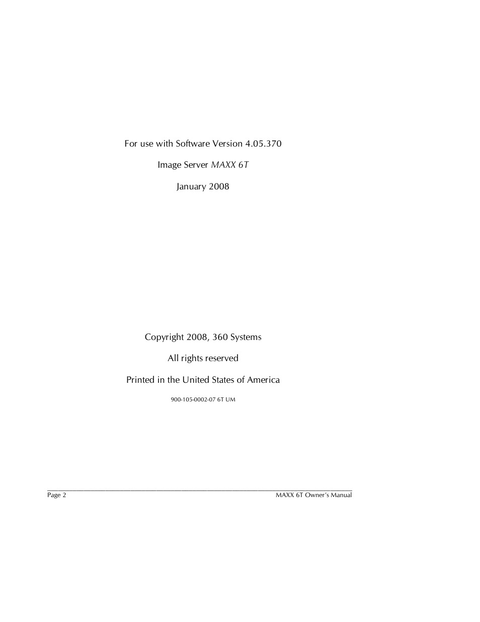 360 Systems MAXX-6T User Manual | Page 2 / 142