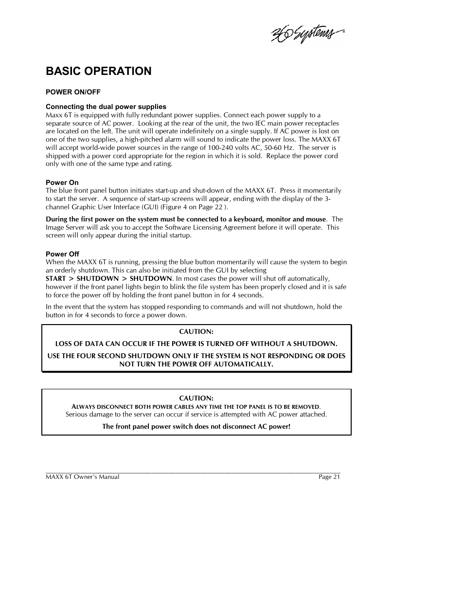 Basic operation | 360 Systems MAXX-6T User Manual | Page 21 / 142