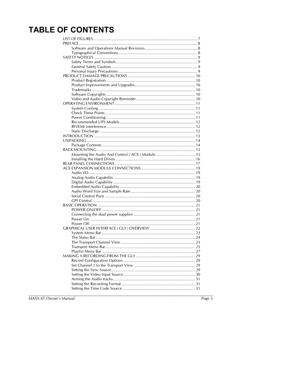 360 Systems MAXX-6T User Manual | Page 3 / 142