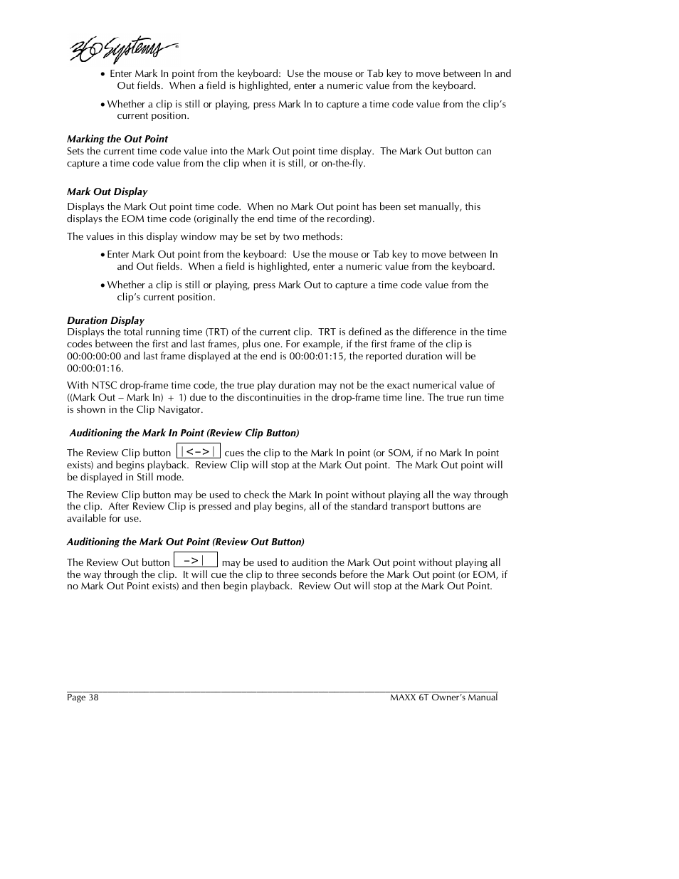 360 Systems MAXX-6T User Manual | Page 38 / 142