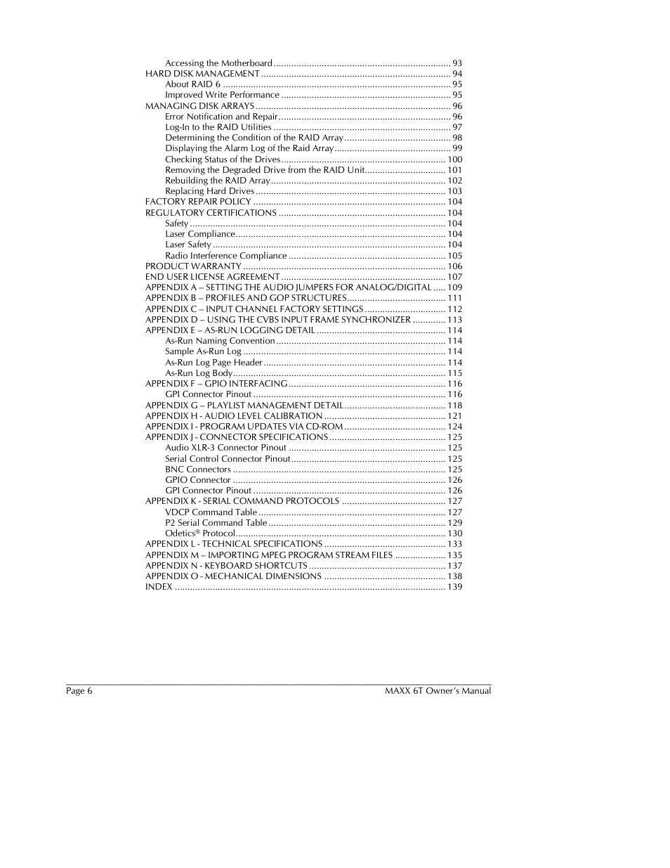 360 Systems MAXX-6T User Manual | Page 6 / 142