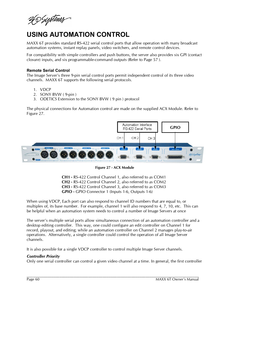 Using automation control | 360 Systems MAXX-6T User Manual | Page 60 / 142