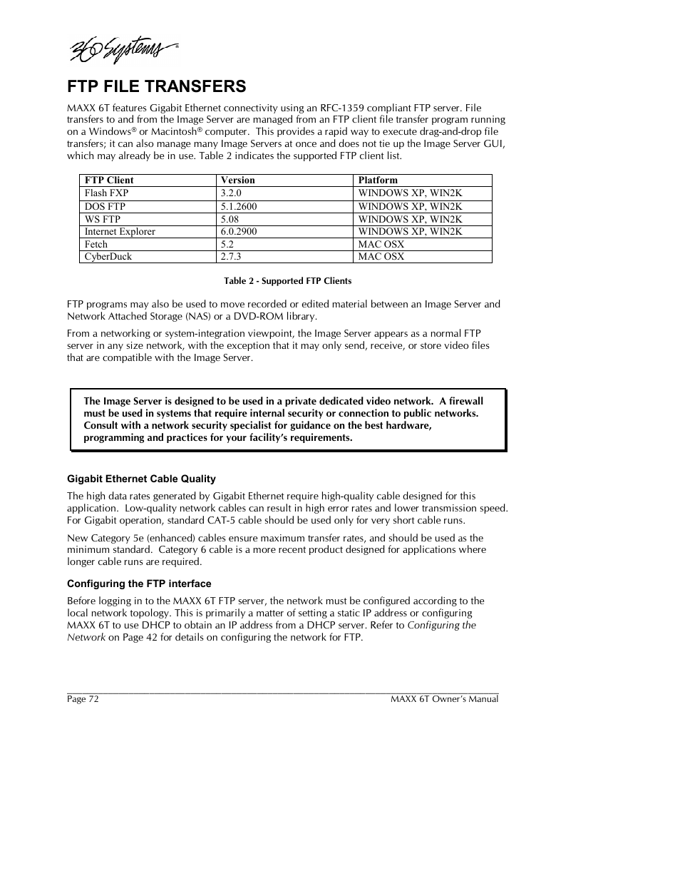 Ftp file transfers | 360 Systems MAXX-6T User Manual | Page 72 / 142