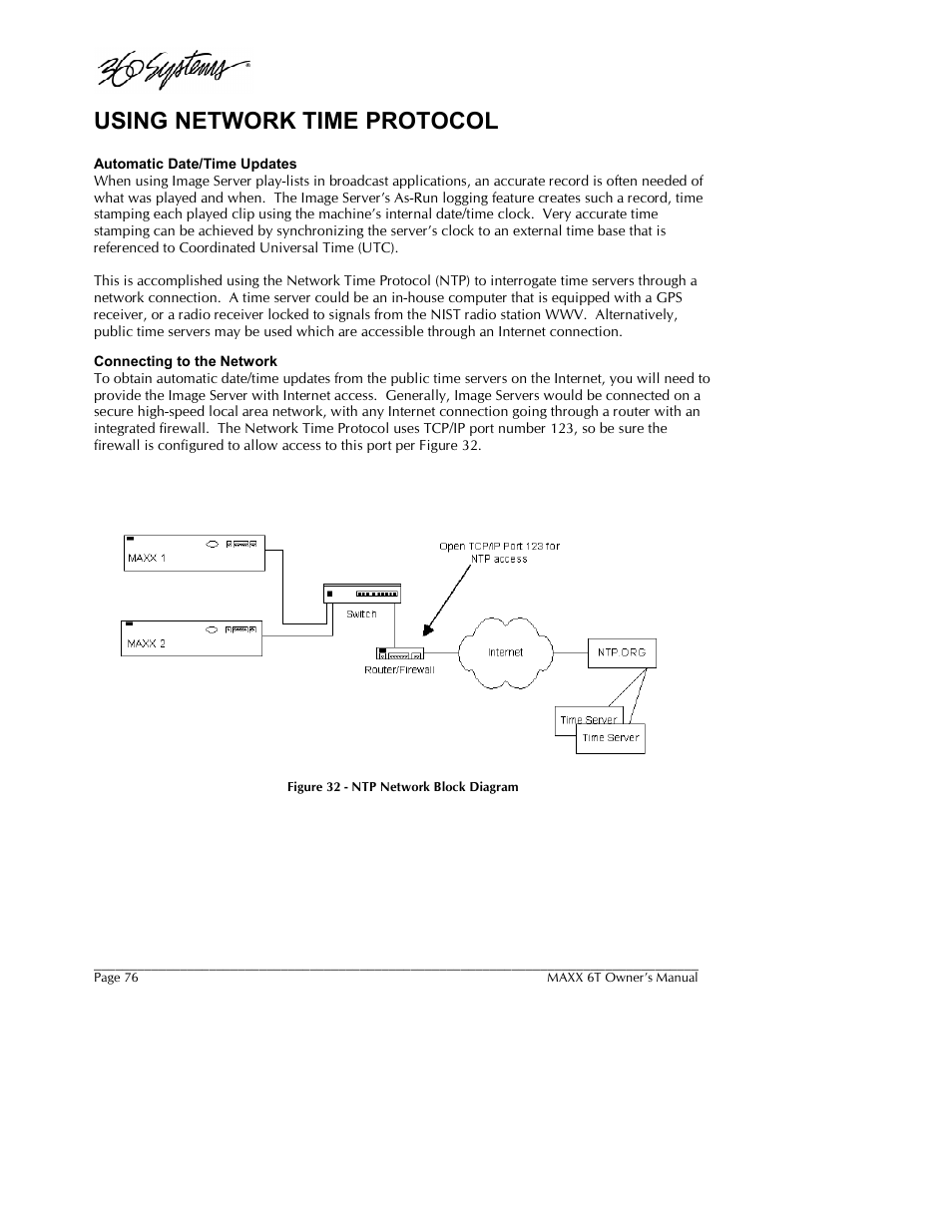 Using network time protocol | 360 Systems MAXX-6T User Manual | Page 76 / 142