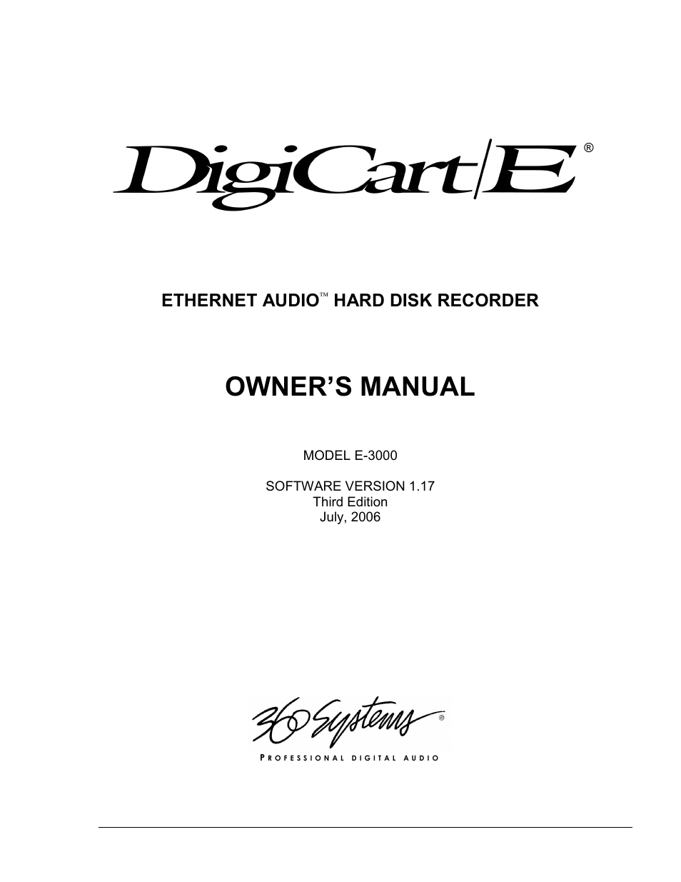 360 Systems DigiCart/E User Manual | 95 pages