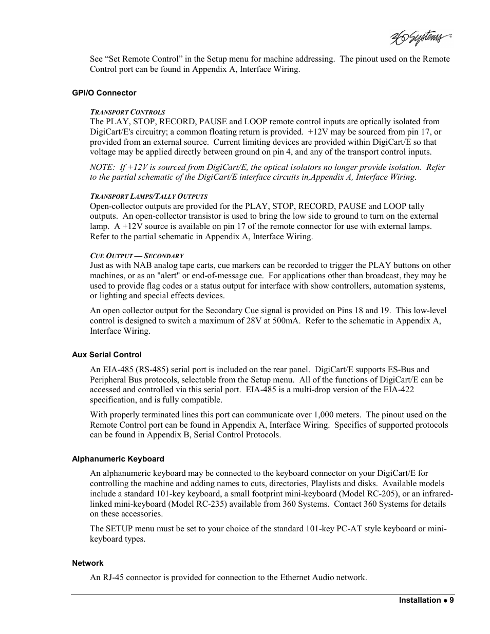 360 Systems DigiCart/E User Manual | Page 19 / 95