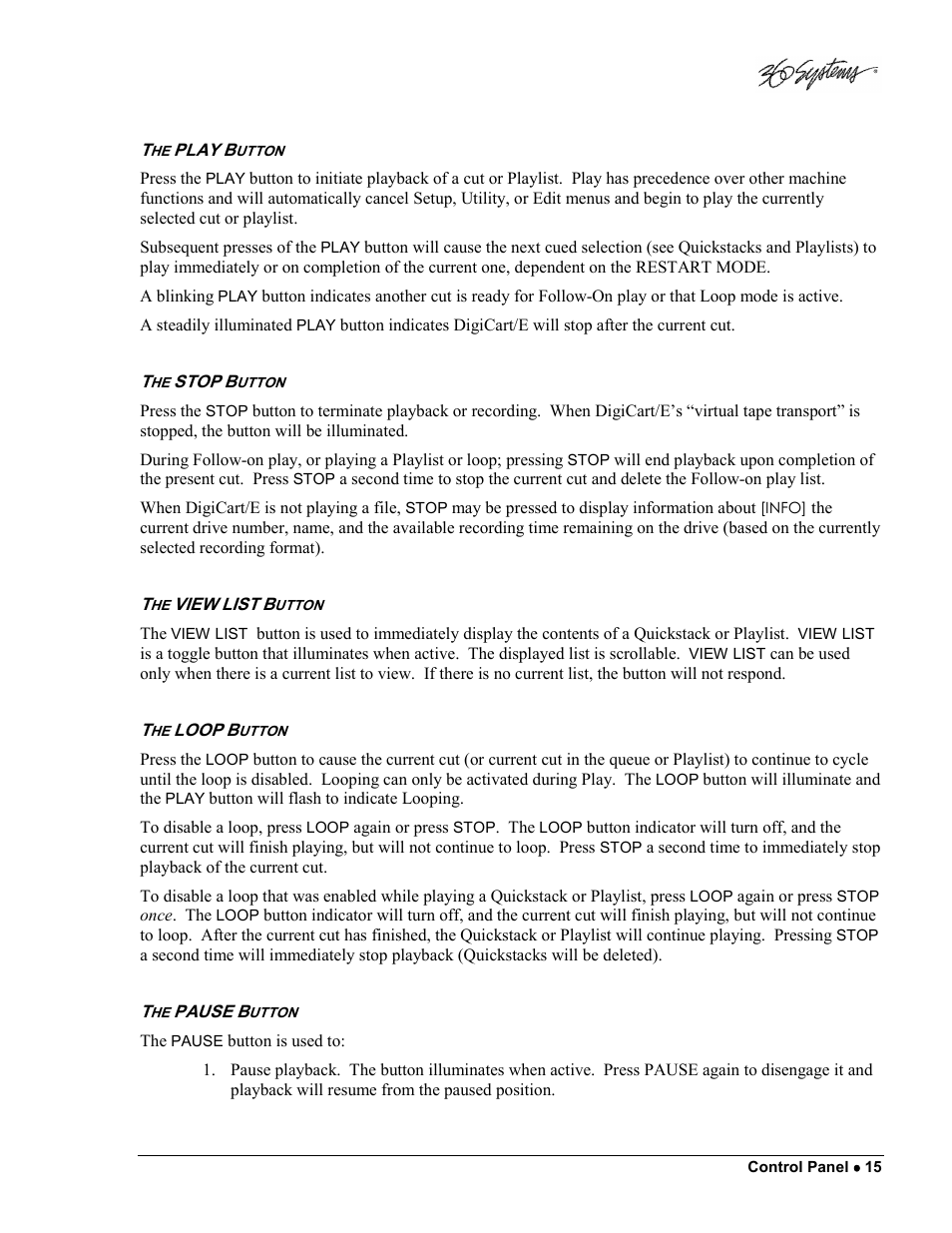 360 Systems DigiCart/E User Manual | Page 25 / 95
