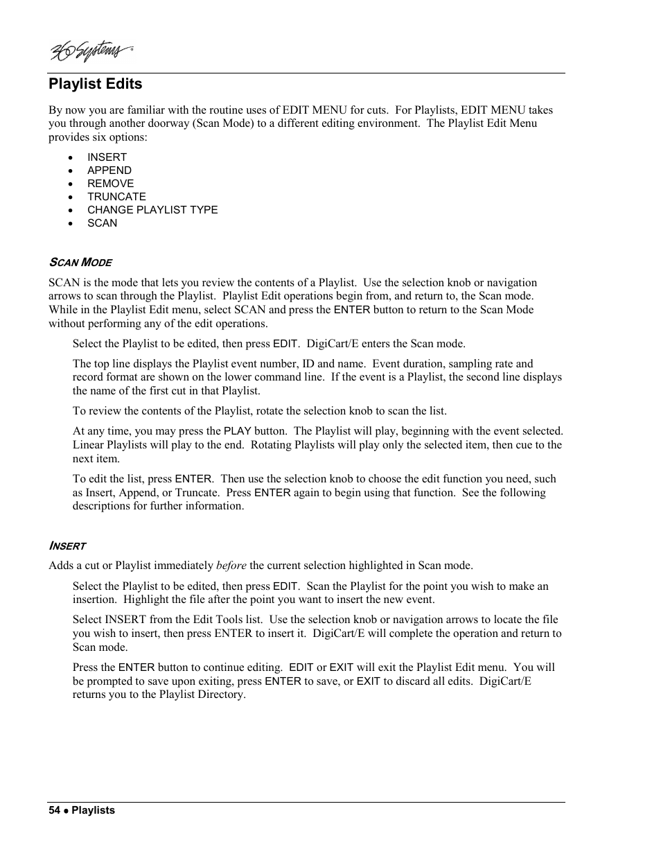 Playlist edits | 360 Systems DigiCart/E User Manual | Page 64 / 95