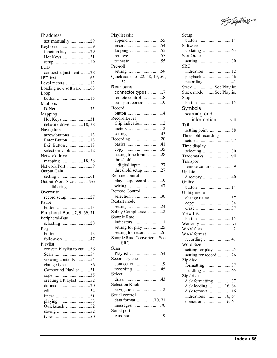 360 Systems DigiCart/E User Manual | Page 95 / 95