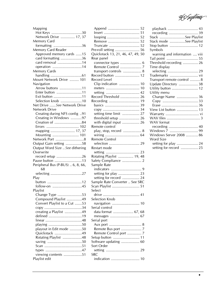 360 Systems DigiCart/EX User Manual | Page 117 / 117