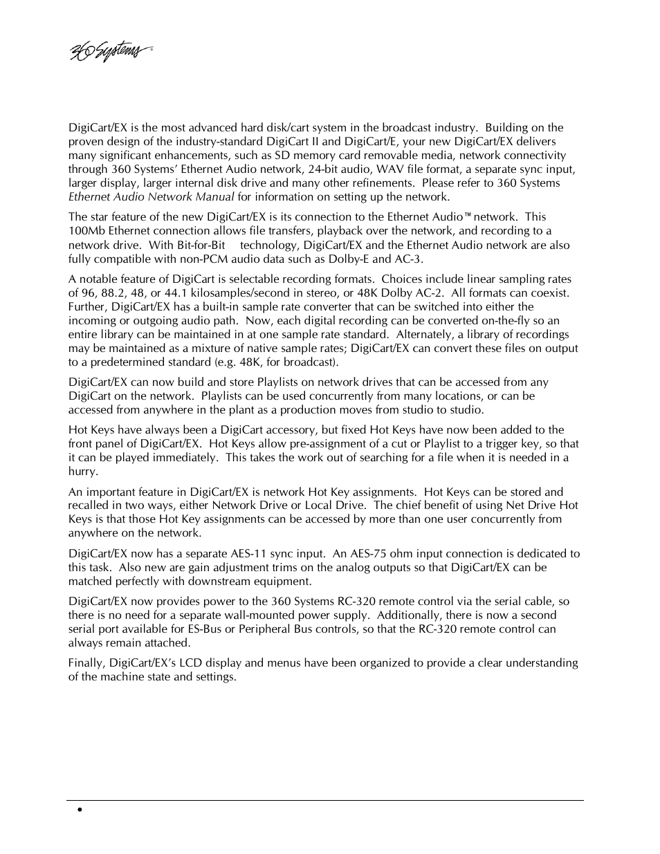 What’s new in digicart/ex | 360 Systems DigiCart/EX User Manual | Page 14 / 117