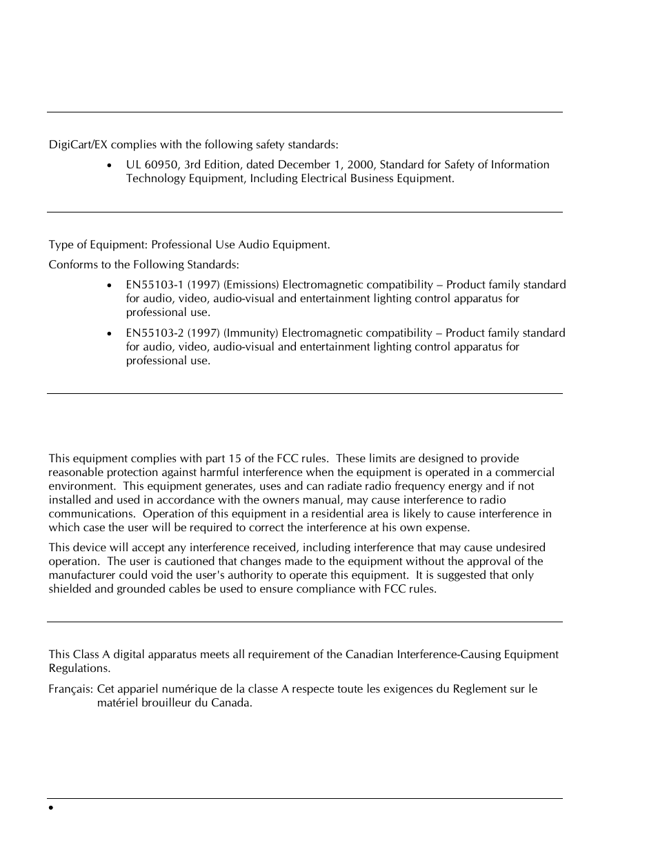 Safety compliance, Eu electromagnetic compatibility, Fcc compliance | Notice | 360 Systems DigiCart/EX User Manual | Page 4 / 117