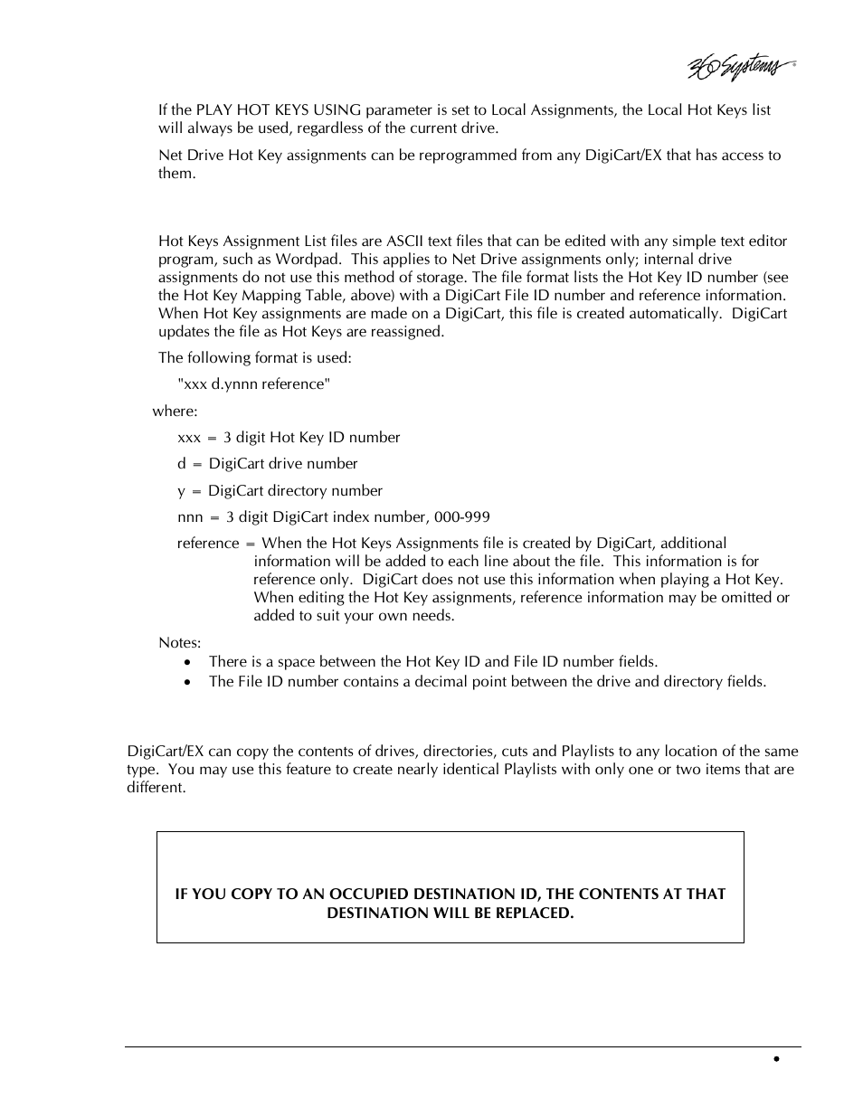 Editing hot keys assignment lists on net drives, Copy original, Caution | 360 Systems DigiCart/EX User Manual | Page 45 / 117