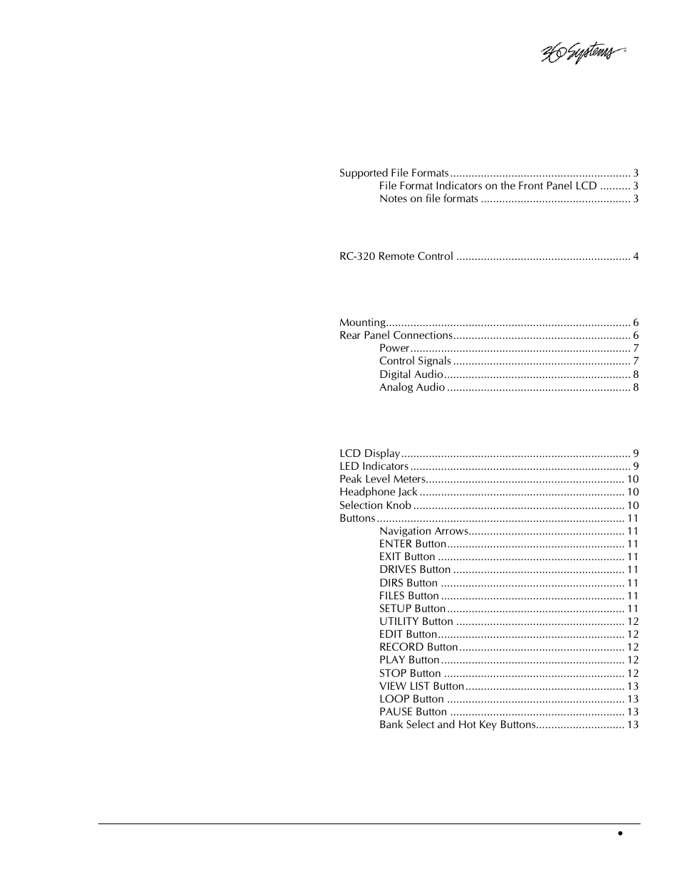 360 Systems DigiCart/EX User Manual | Page 5 / 117