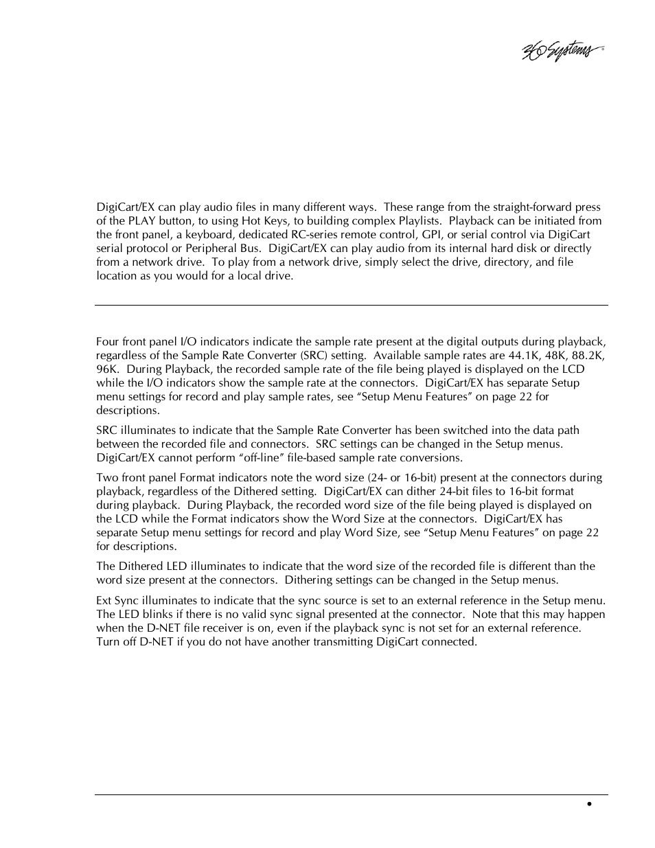 Chapter 6, Playback, Front panel indicators | 360 Systems DigiCart/EX User Manual | Page 55 / 117