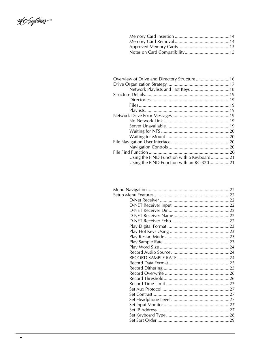 Chapter 3, File organization and navigation, Chapter 4 | Setup and utility menus | 360 Systems DigiCart/EX User Manual | Page 6 / 117