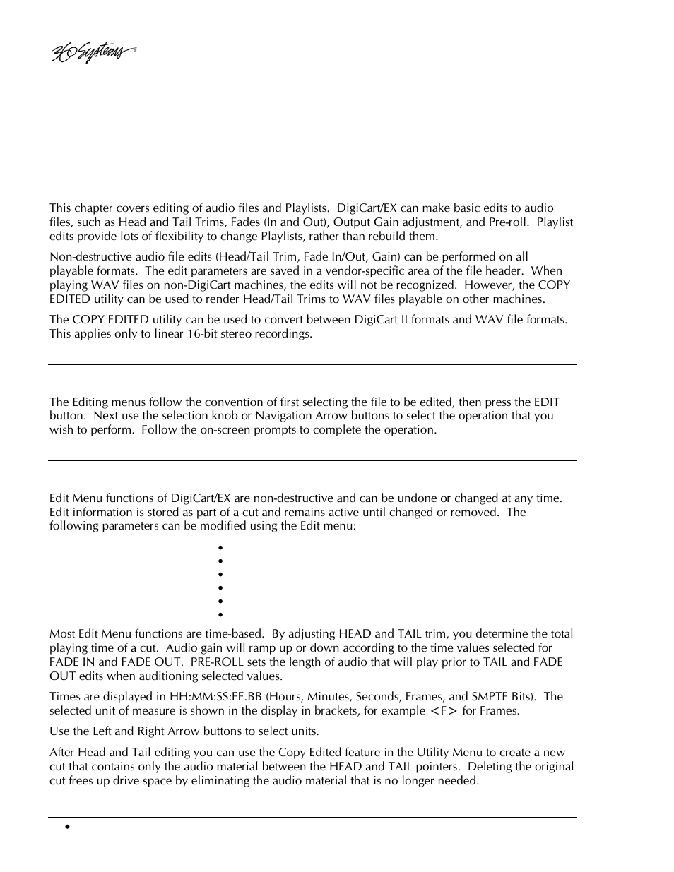 Chapter 8, Audio editing, User interface | Edit audio files | 360 Systems DigiCart/EX User Manual | Page 66 / 117