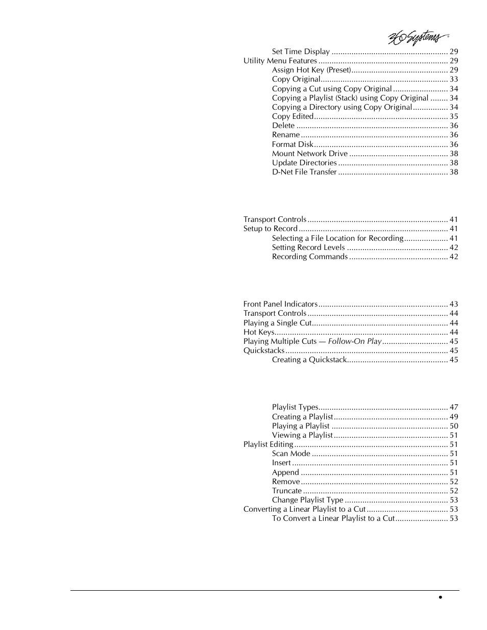 Chapter 5, Recording, Chapter 6 | Playback, Chapter 7, Playlists, Chapter 8 | 360 Systems DigiCart/EX User Manual | Page 7 / 117