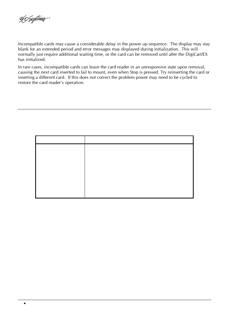 Troubleshooting memory card operation, Special button sequences, Special button sequence functions | 360 Systems DigiCart/EX User Manual | Page 74 / 117