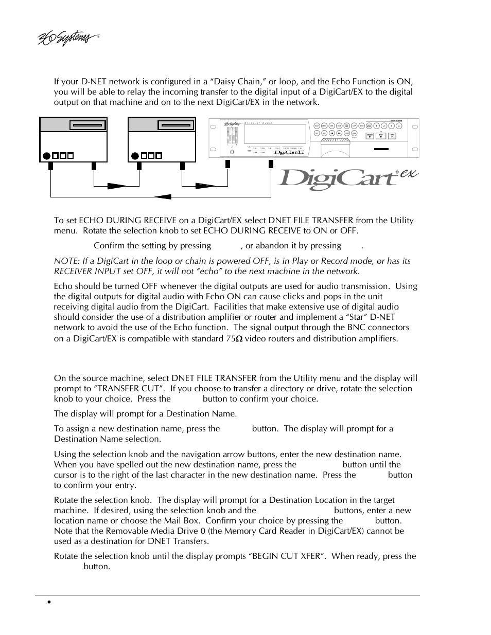 Echo function, Making a file transfer | 360 Systems DigiCart/EX User Manual | Page 86 / 117