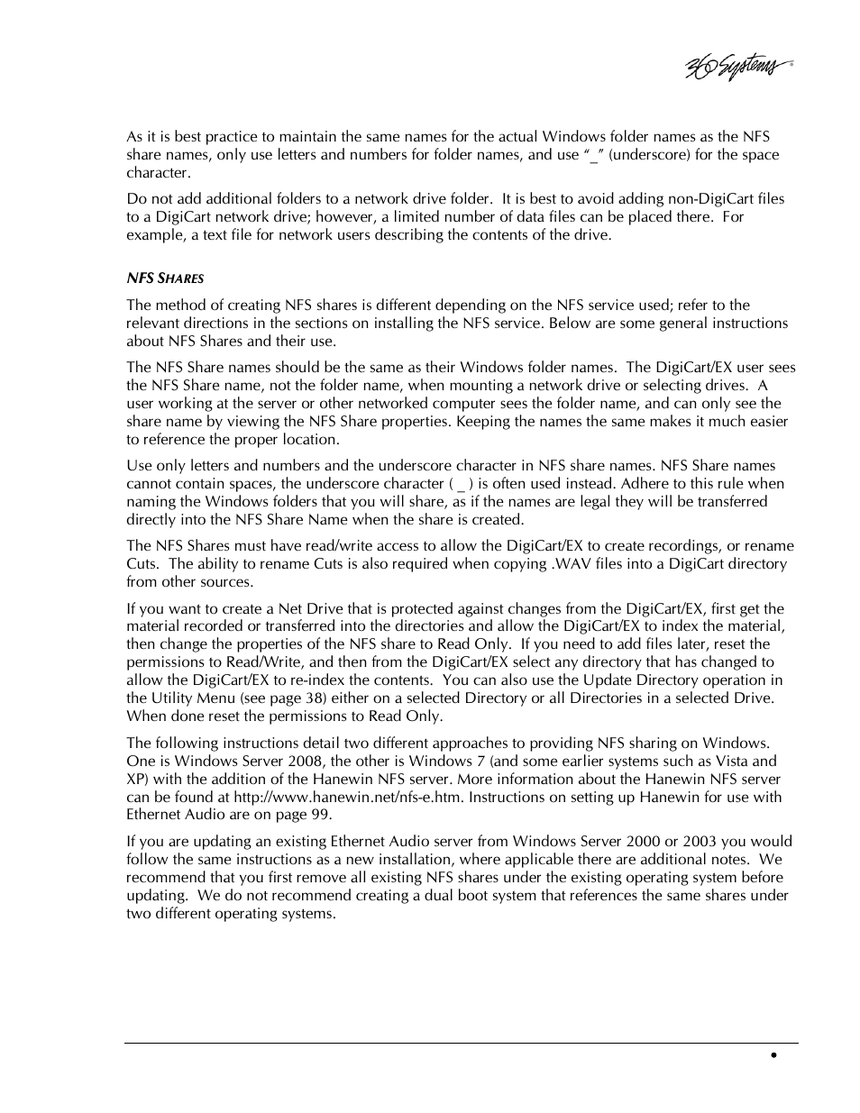 Nfs shares | 360 Systems DigiCart/EX User Manual | Page 97 / 117