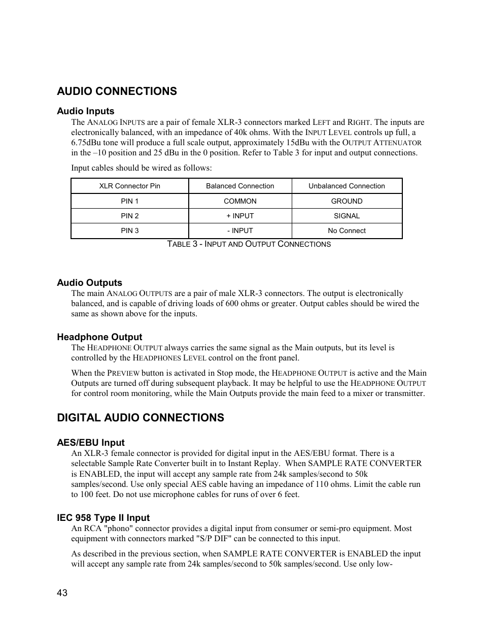 Audio connections, Digital audio connections | 360 Systems Instant Replay 2 User Manual | Page 43 / 47