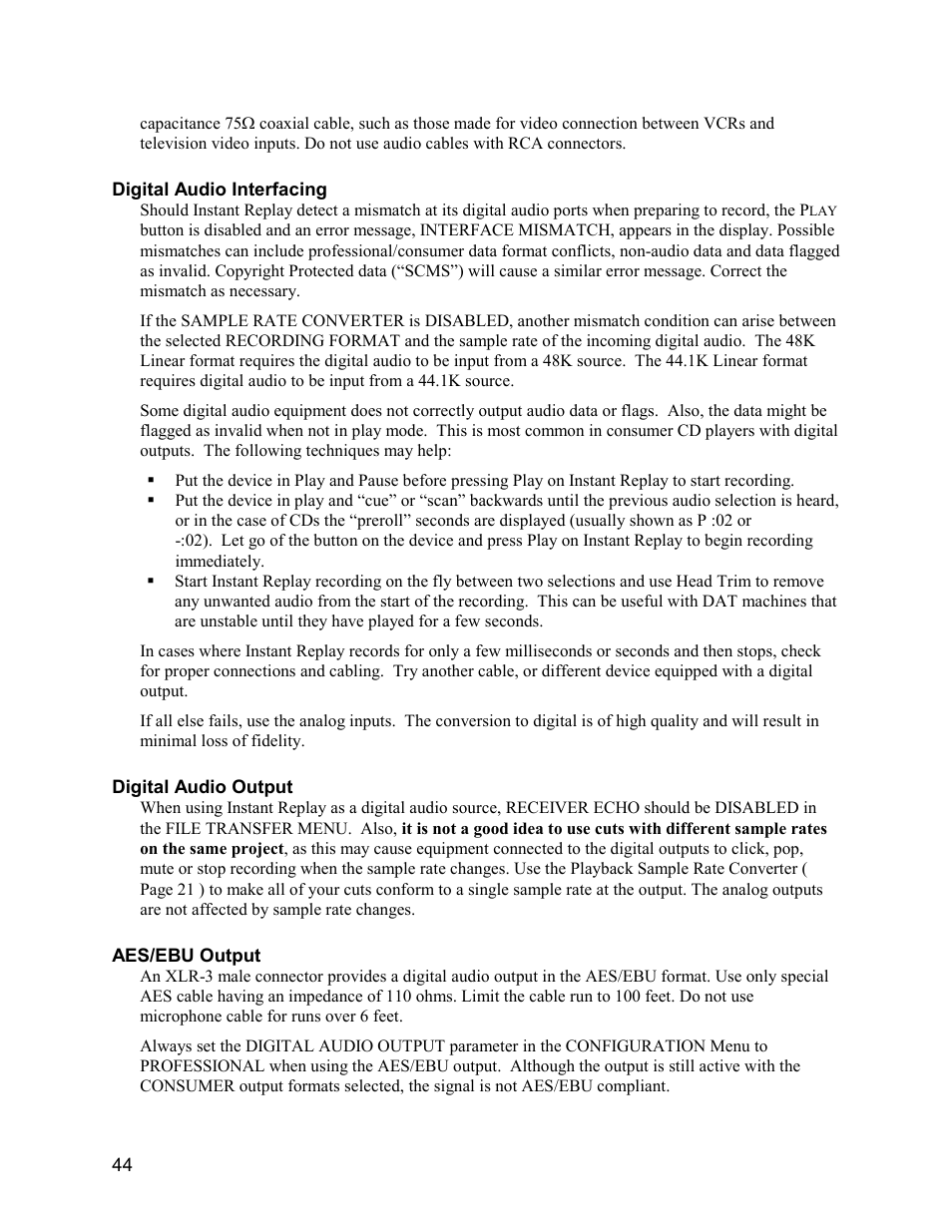 360 Systems Instant Replay 2 User Manual | Page 44 / 47