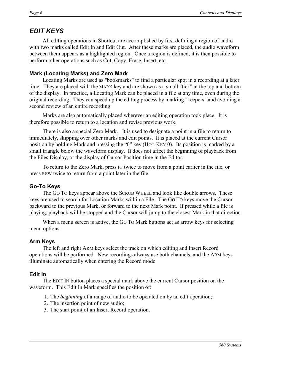 Edit keys | 360 Systems Short/Cut Editor User Manual | Page 14 / 84