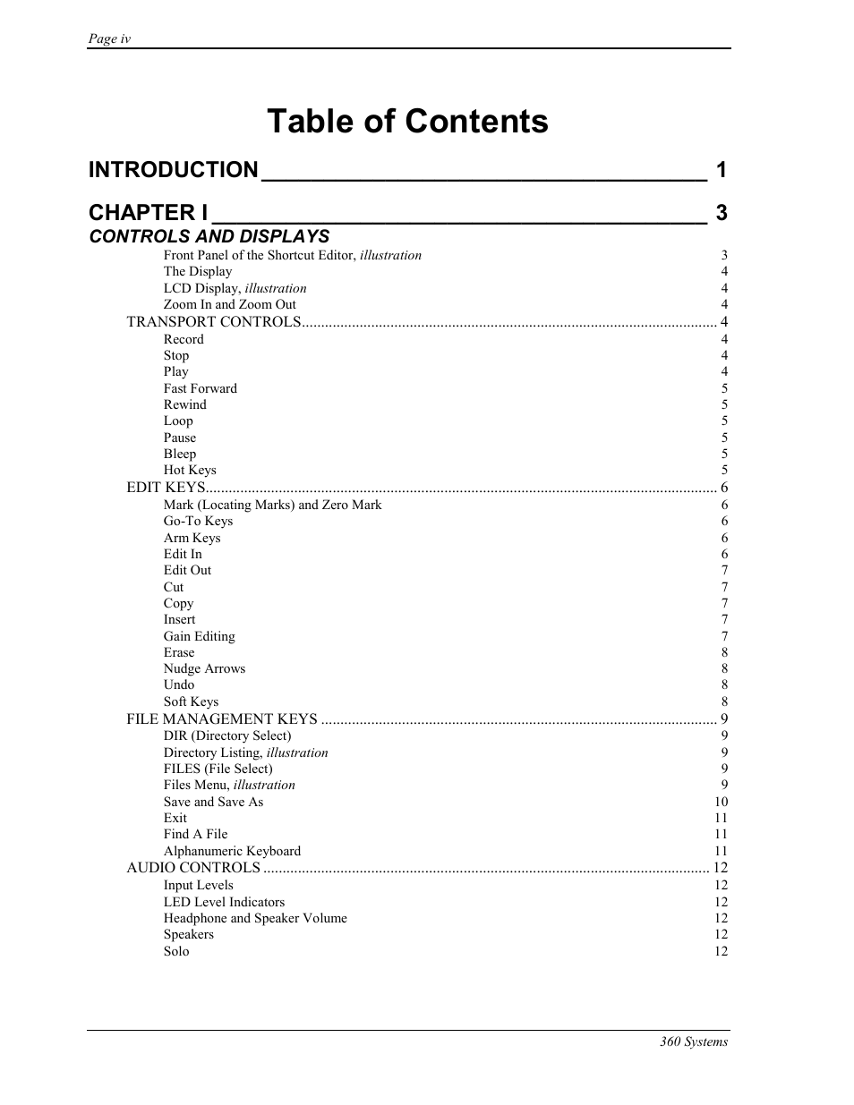 360 Systems Short/Cut Editor User Manual | Page 4 / 84