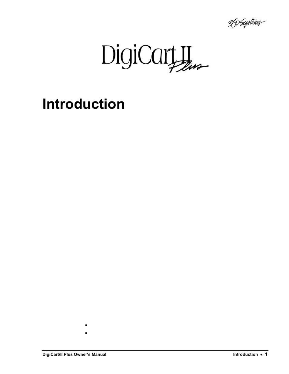 Introduction | 360 Systems DigiCart/II Plus User Manual | Page 13 / 109