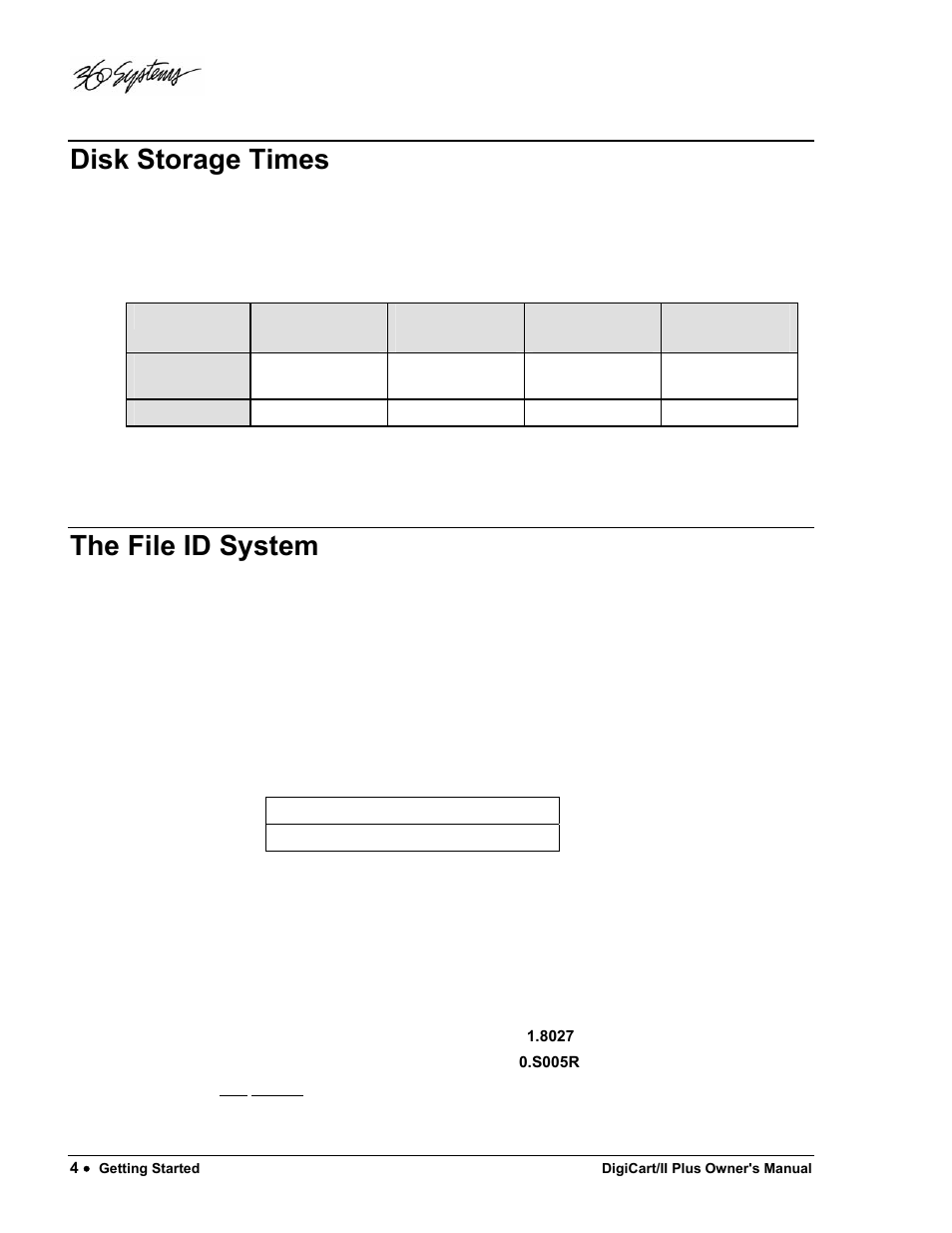 Disk storage times, The file id system | 360 Systems DigiCart/II Plus User Manual | Page 16 / 109