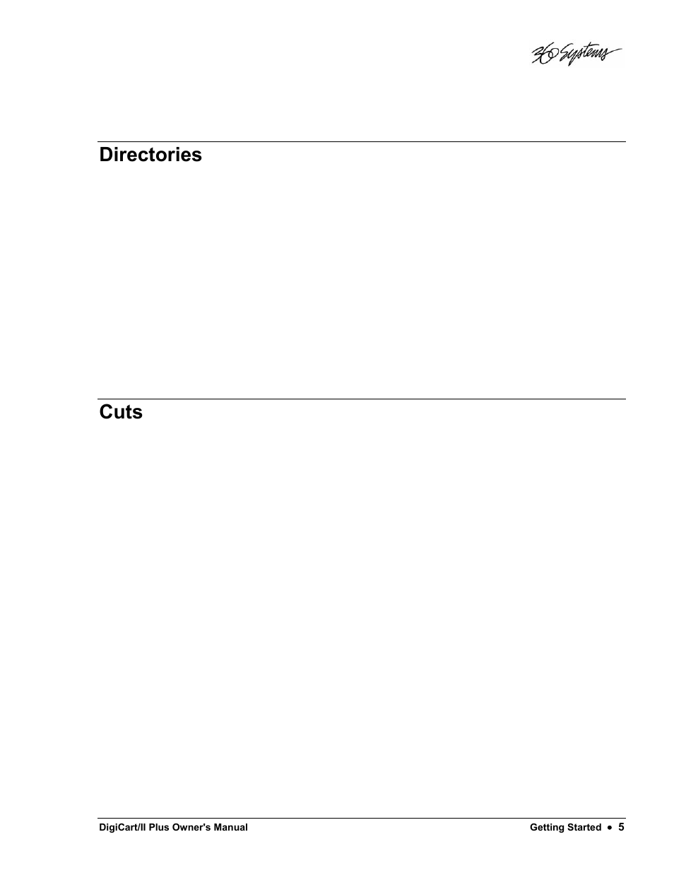 Directories, Cuts | 360 Systems DigiCart/II Plus User Manual | Page 17 / 109