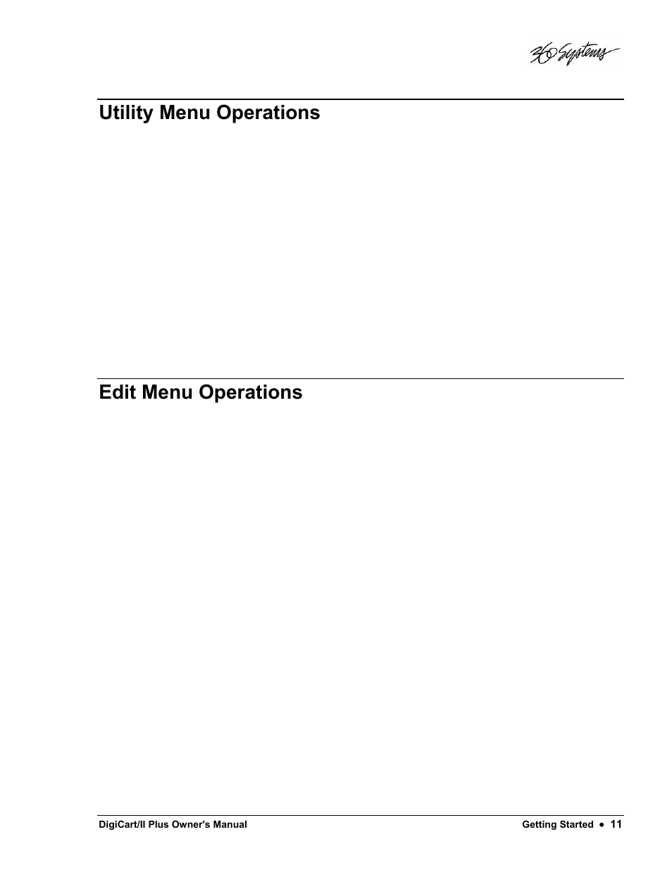 Utility menu operations, Edit menu operations | 360 Systems DigiCart/II Plus User Manual | Page 23 / 109