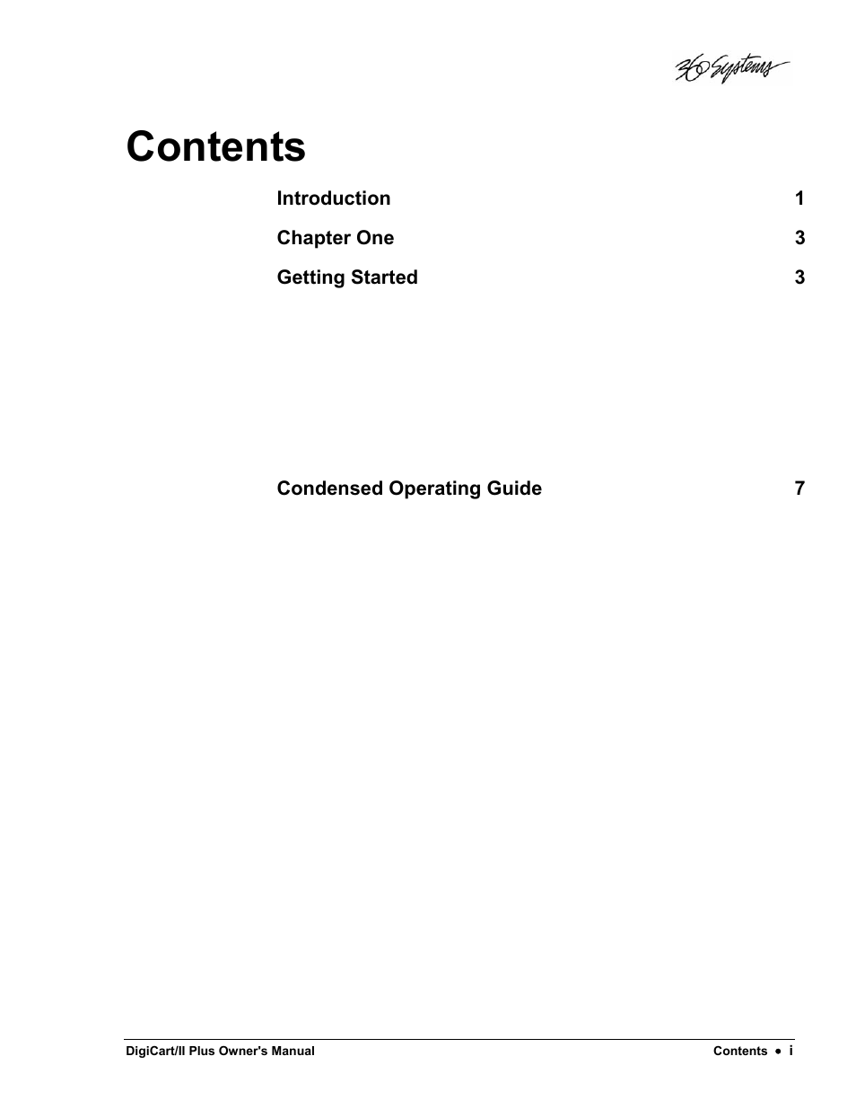 360 Systems DigiCart/II Plus User Manual | Page 3 / 109