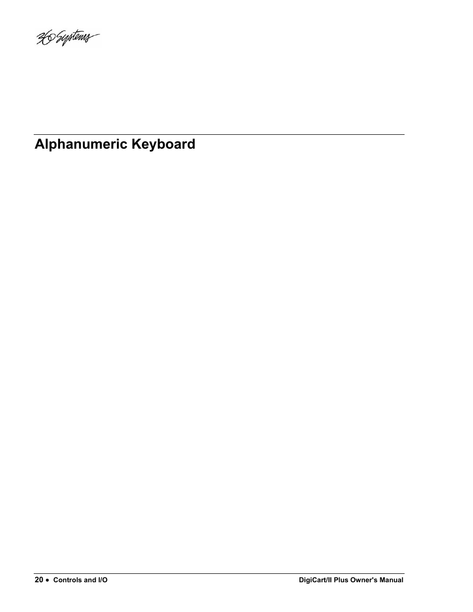 Alphanumeric keyboard | 360 Systems DigiCart/II Plus User Manual | Page 32 / 109