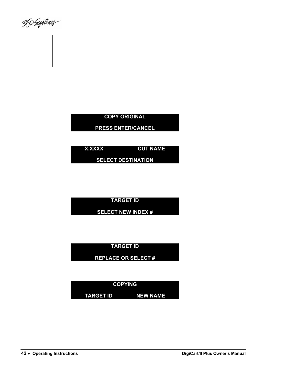 360 Systems DigiCart/II Plus User Manual | Page 54 / 109