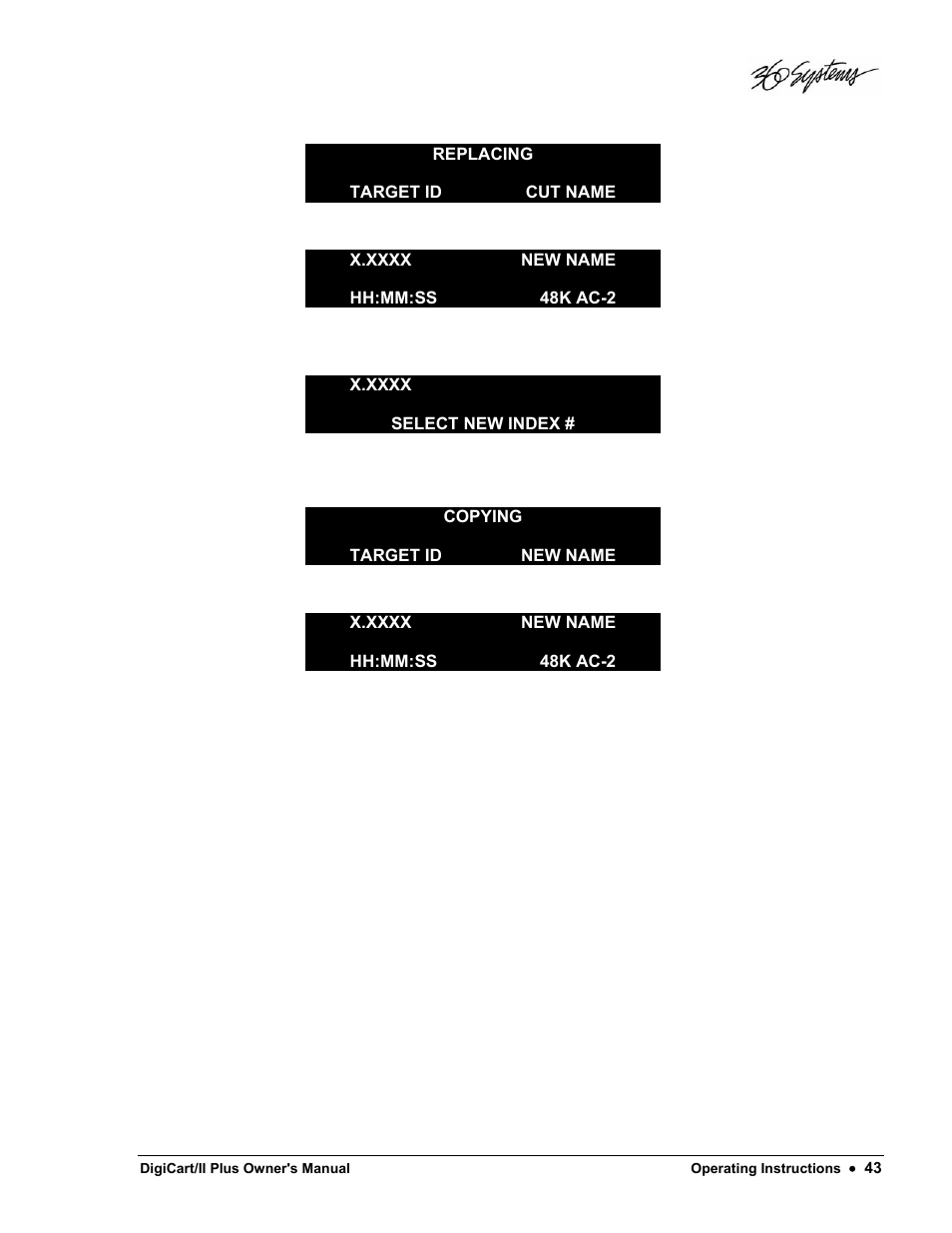 360 Systems DigiCart/II Plus User Manual | Page 55 / 109