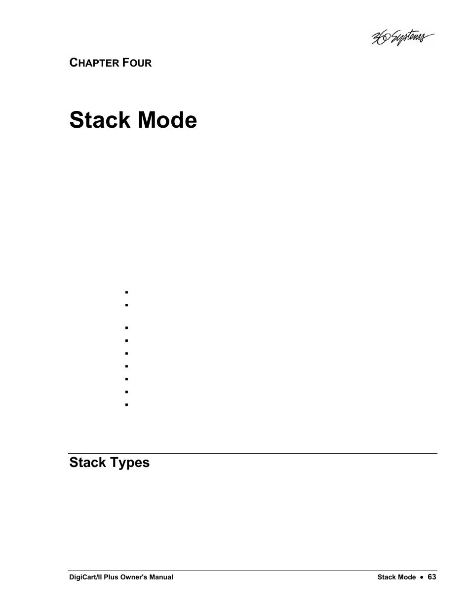 Stack mode, Stack types | 360 Systems DigiCart/II Plus User Manual | Page 75 / 109