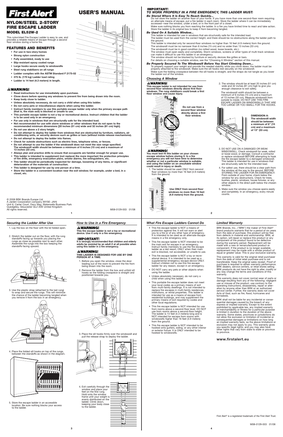 BRK electronic EL52W-2 User Manual | 1 page