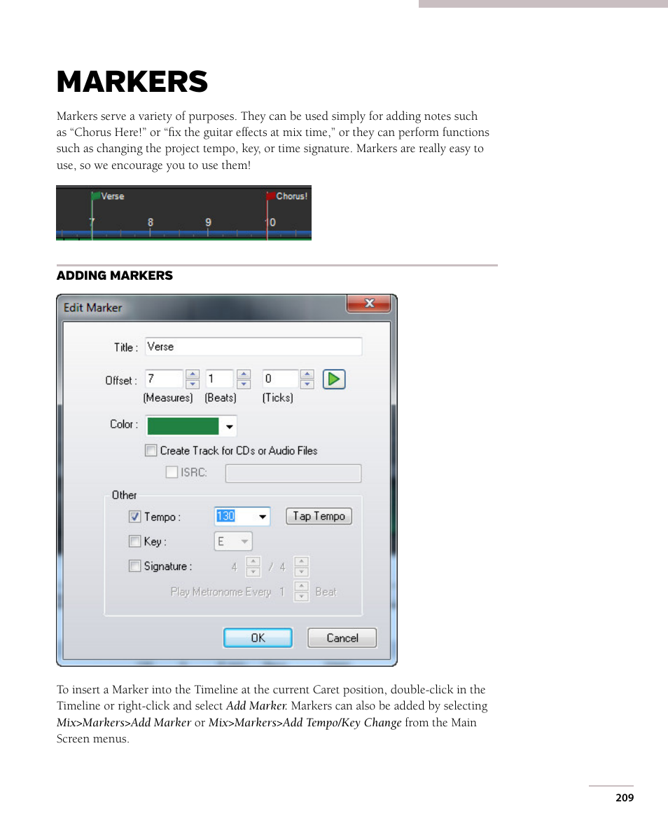 Markers | Acoustica Mixcraft 7 User Manual | Page 215 / 381