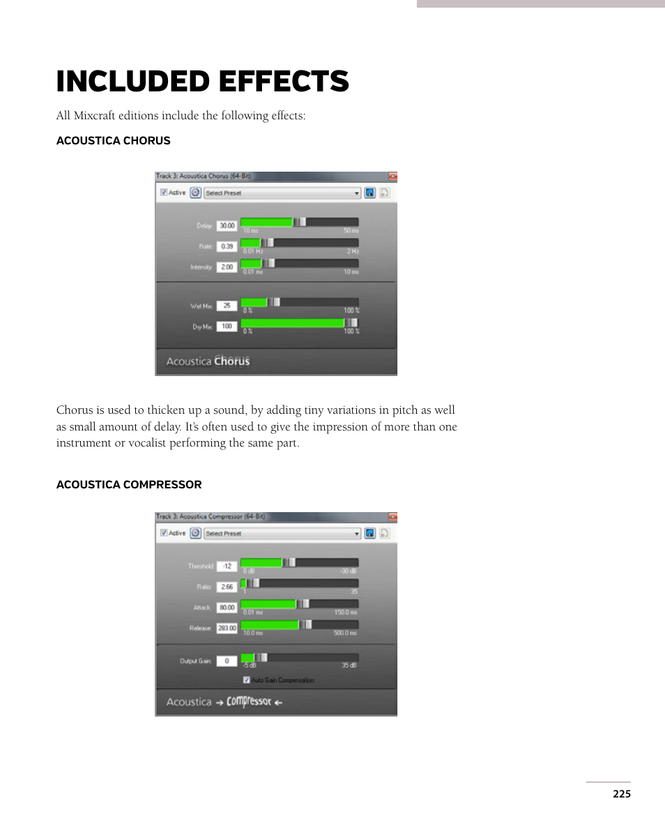 Included effects | Acoustica Mixcraft 7 User Manual | Page 231 / 381