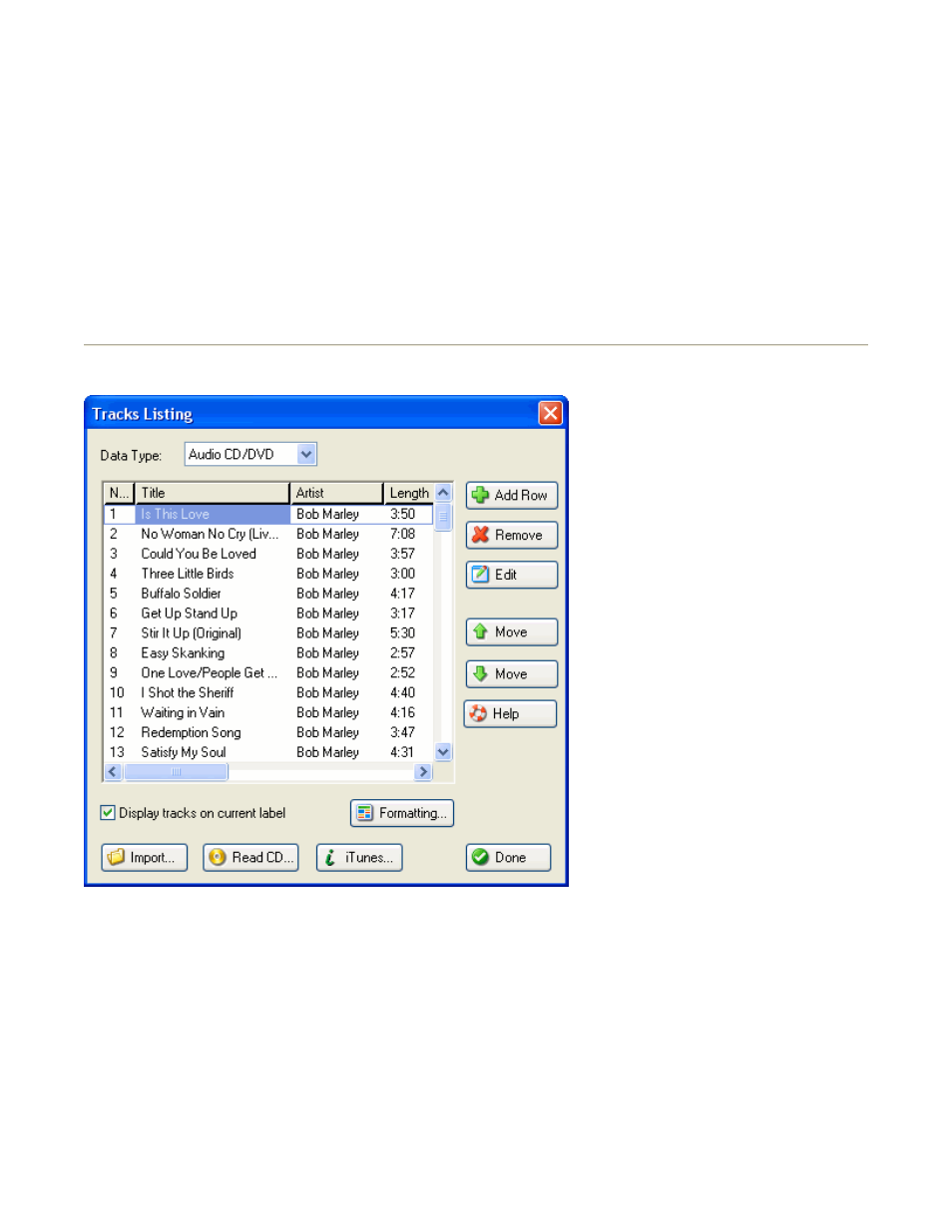 The tracks dialog | Acoustica CD/DVD Label Maker User Manual | Page 40 / 85