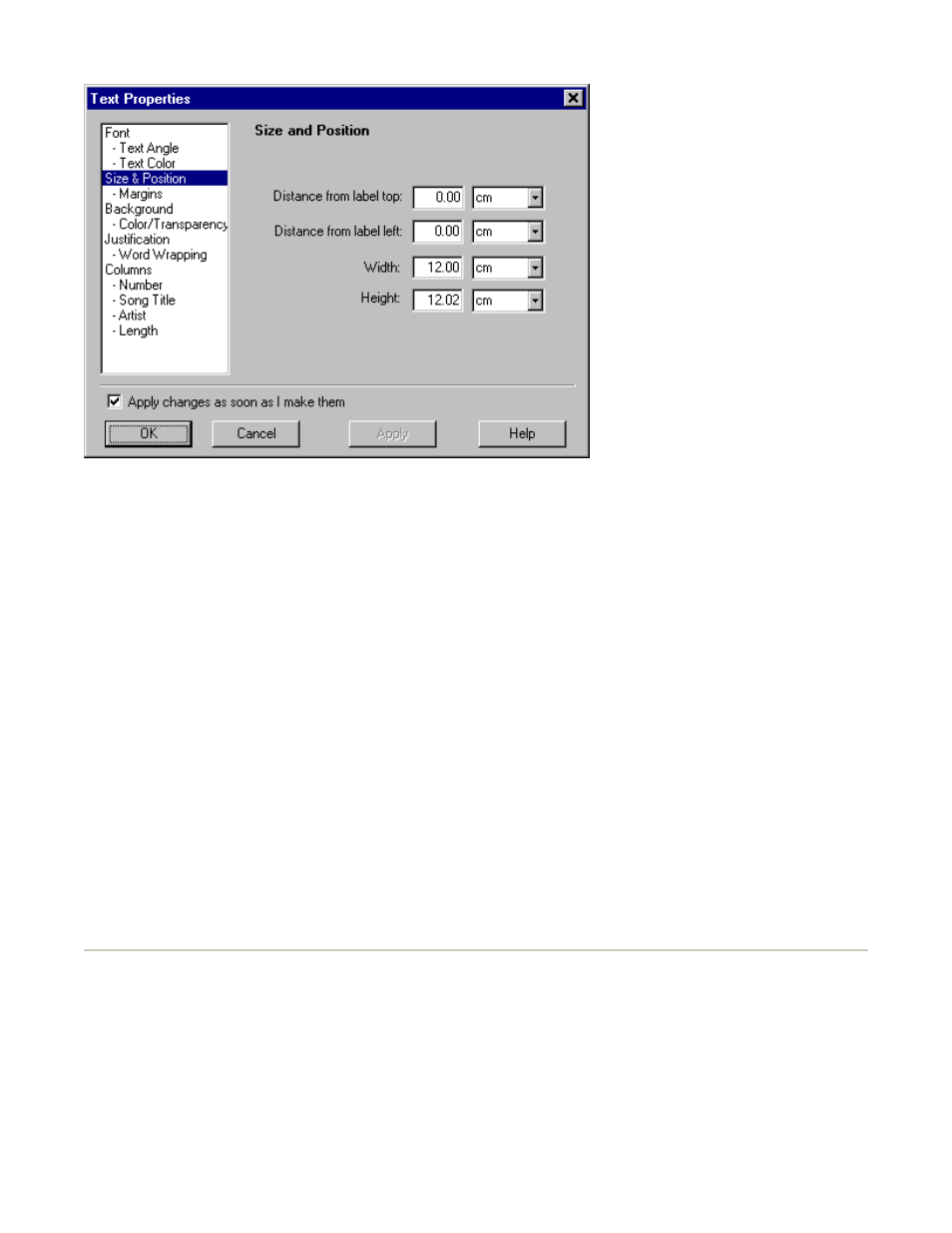 Text properties dialog "text angle" page | Acoustica CD/DVD Label Maker User Manual | Page 63 / 85