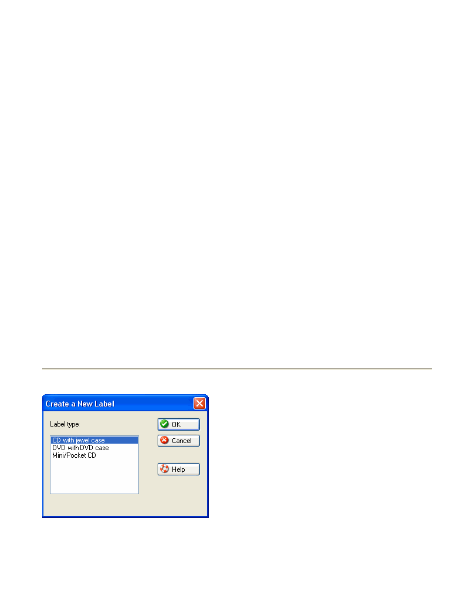 New project dialog | Acoustica CD/DVD Label Maker User Manual | Page 70 / 85