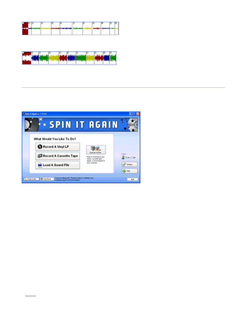 Choose tape, lp or existing file screen | Acoustica Spin it Again User Manual | Page 17 / 39