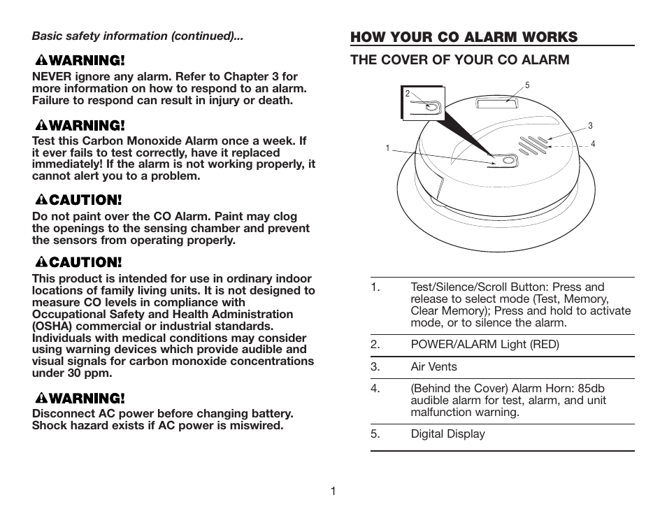 How your co alarm works | BRK electronic CO5120PDB User Manual | Page 3 / 30