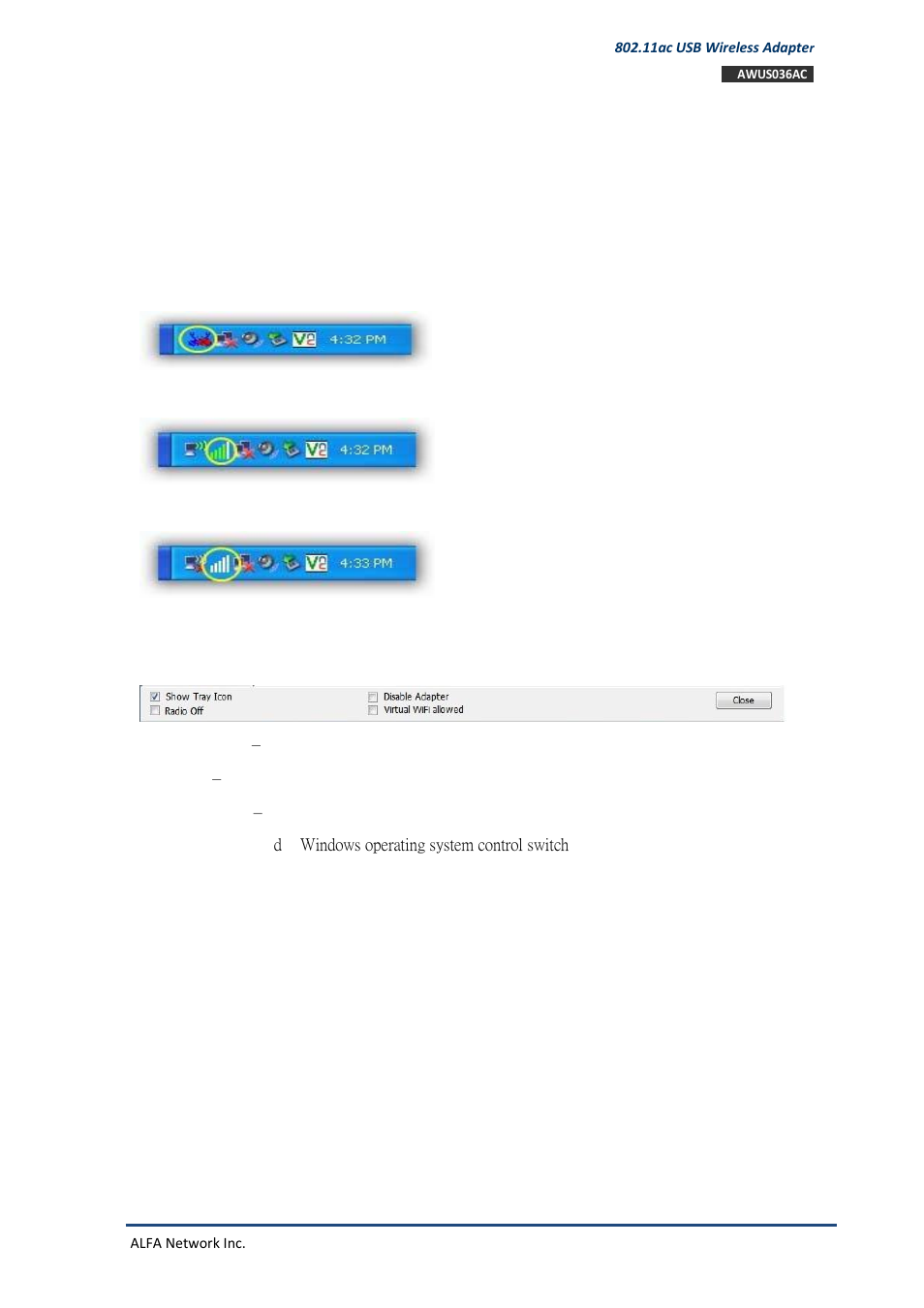 Wireless network configuration, Utility icon, Client mode | 1 utility icon, 2 client mode | ALFA NETWORK AWUS036NHV User Manual | Page 9 / 19